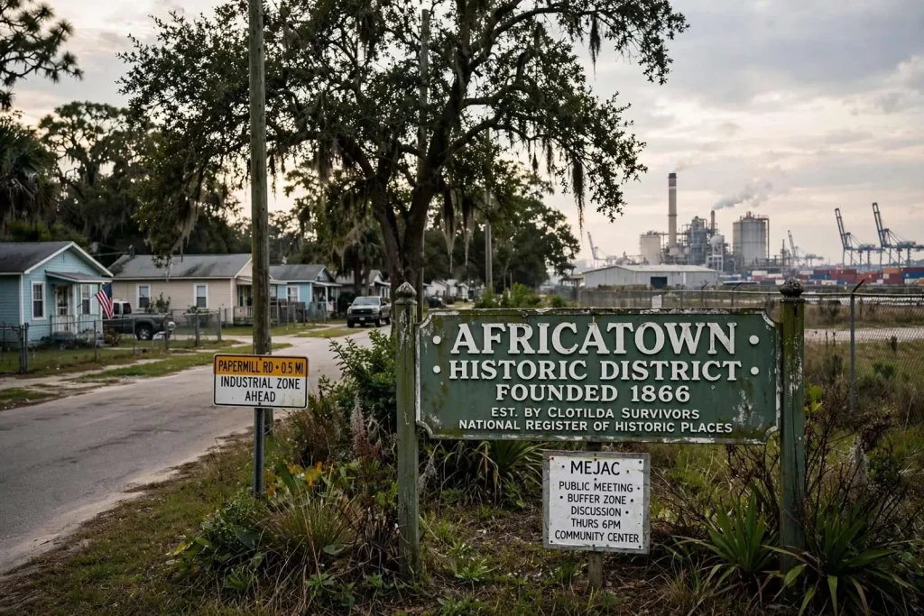 Illustration for the news story: Africatown industrial buffer zone still holding up Mobile’s zoning code rewrite