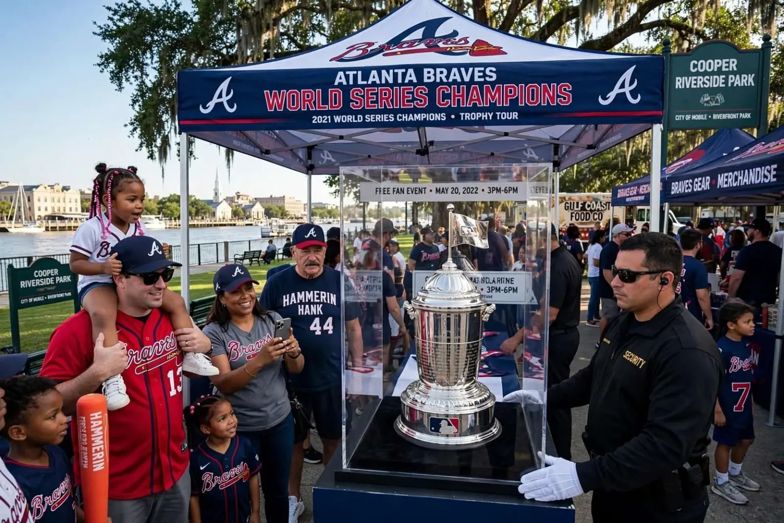 Illustration for the news story: Atlanta Braves Bring World Series Trophy to Downtown Mobile for Free Fan Event