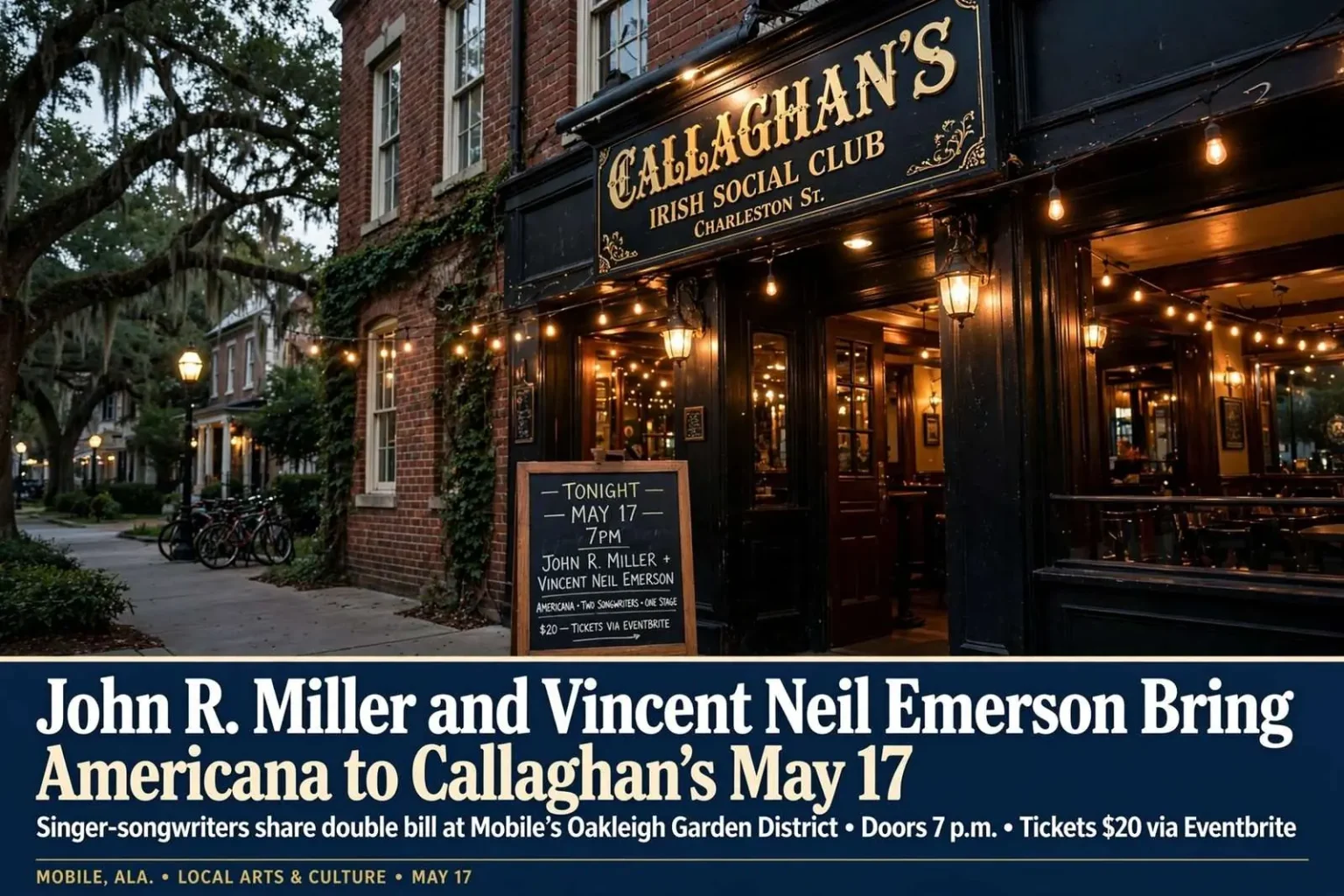 Illustration for the news story: John R. Miller and Vincent Neil Emerson Bring Americana to Callaghan’s May 17