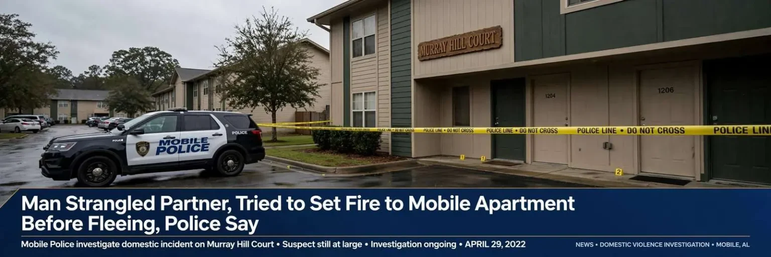 Illustration for the news story: Man Strangled Partner, Tried to Set Fire to Mobile Apartment Before Fleeing, Police Say