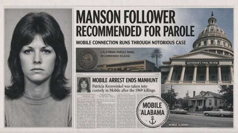 Illustration for the news story: Manson Follower Once Arrested in Mobile Recommended for Parole