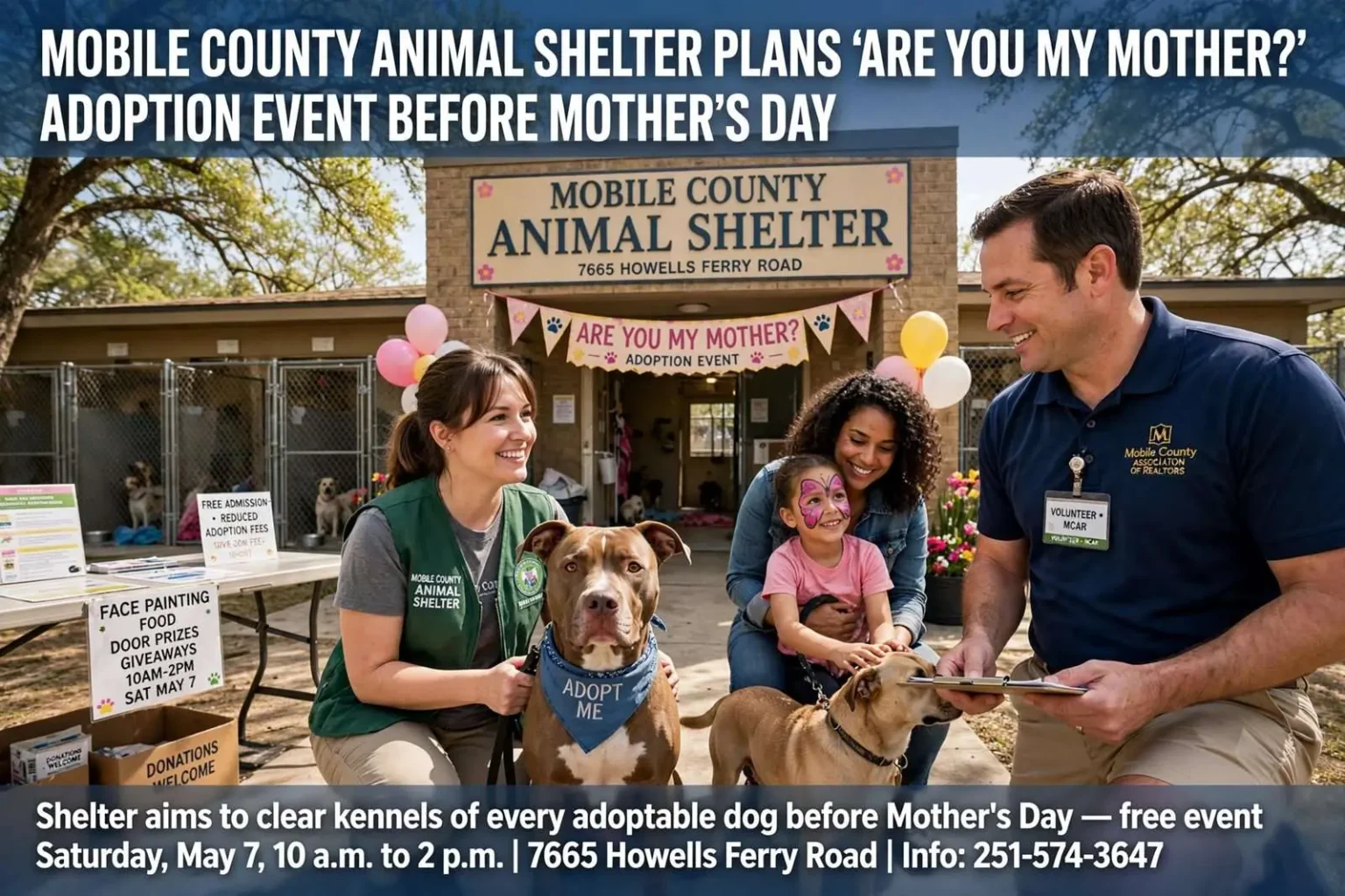 Illustration for the news story: Mobile County Animal Shelter Plans ‘Are You My Mother?’ Adoption Event Before Mother’s Day