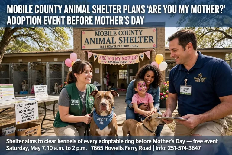 Illustration for the news story: Mobile County Animal Shelter Plans ‘Are You My Mother?’ Adoption Event Before Mother’s Day