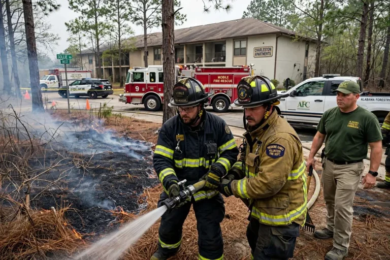 Illustration for the news story: Sollie Road Brush Fire Rekindles, But Firefighters Keep It Away From Nearby Apartments