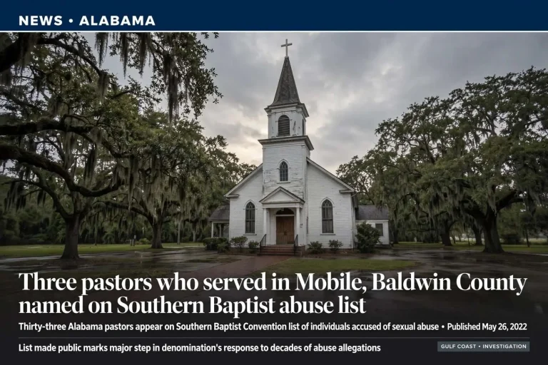 Illustration for the news story: Three pastors who served in Mobile, Baldwin County named on Southern Baptist abuse list