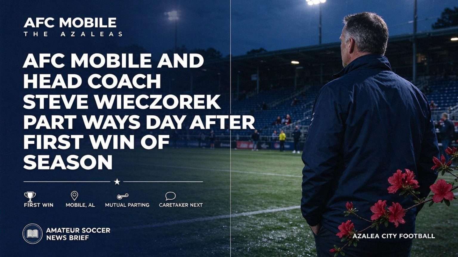 Illustration for the news story: AFC Mobile and head coach Steve Wieczorek part ways day after first win of season