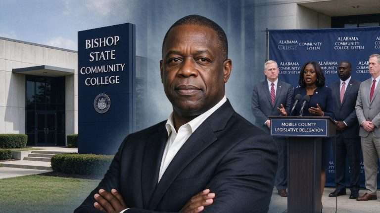Illustration for the news story: Bishop State Ousting Reignites Scrutiny of Alabama Community College Leadership Churn