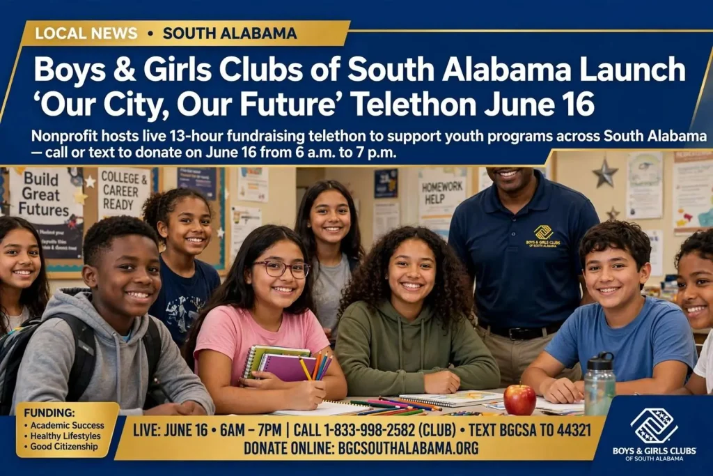 Illustration for the news story: Boys & Girls Clubs of South Alabama Launch ‘Our City, Our Future’ Telethon June 16