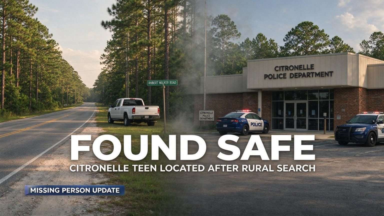 Illustration for the news story: Citronelle Teen Reported Missing Near Robert Walker Road Is Located
