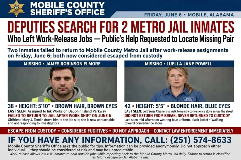 Illustration for the news story: Deputies Search for 2 Metro Jail Inmates Who Left Work-Release Jobs