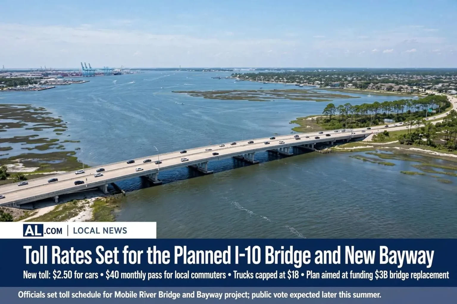Illustration for the news story: Toll Rates Set for the Planned I-10 Bridge and New Bayway