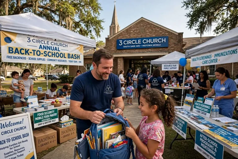 Illustration for the news story: 3 Circle Church Hosts Annual Back-to-School Bash in Midtown Mobile