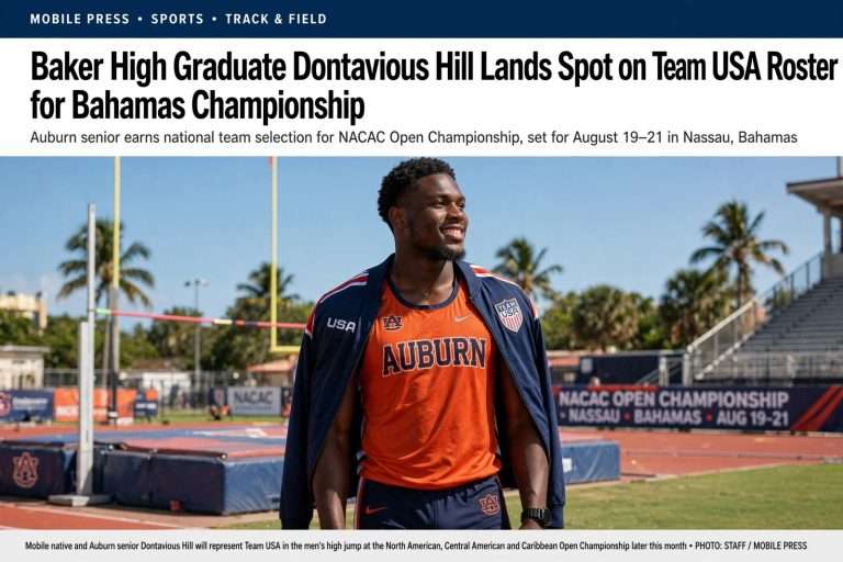 Illustration for the news story: Baker High Graduate Dontavious Hill Lands Spot on Team USA Roster for Bahamas Championship