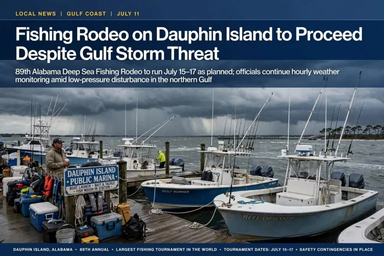 Illustration for the news story: Fishing Rodeo on Dauphin Island to Proceed Despite Gulf Storm Threat