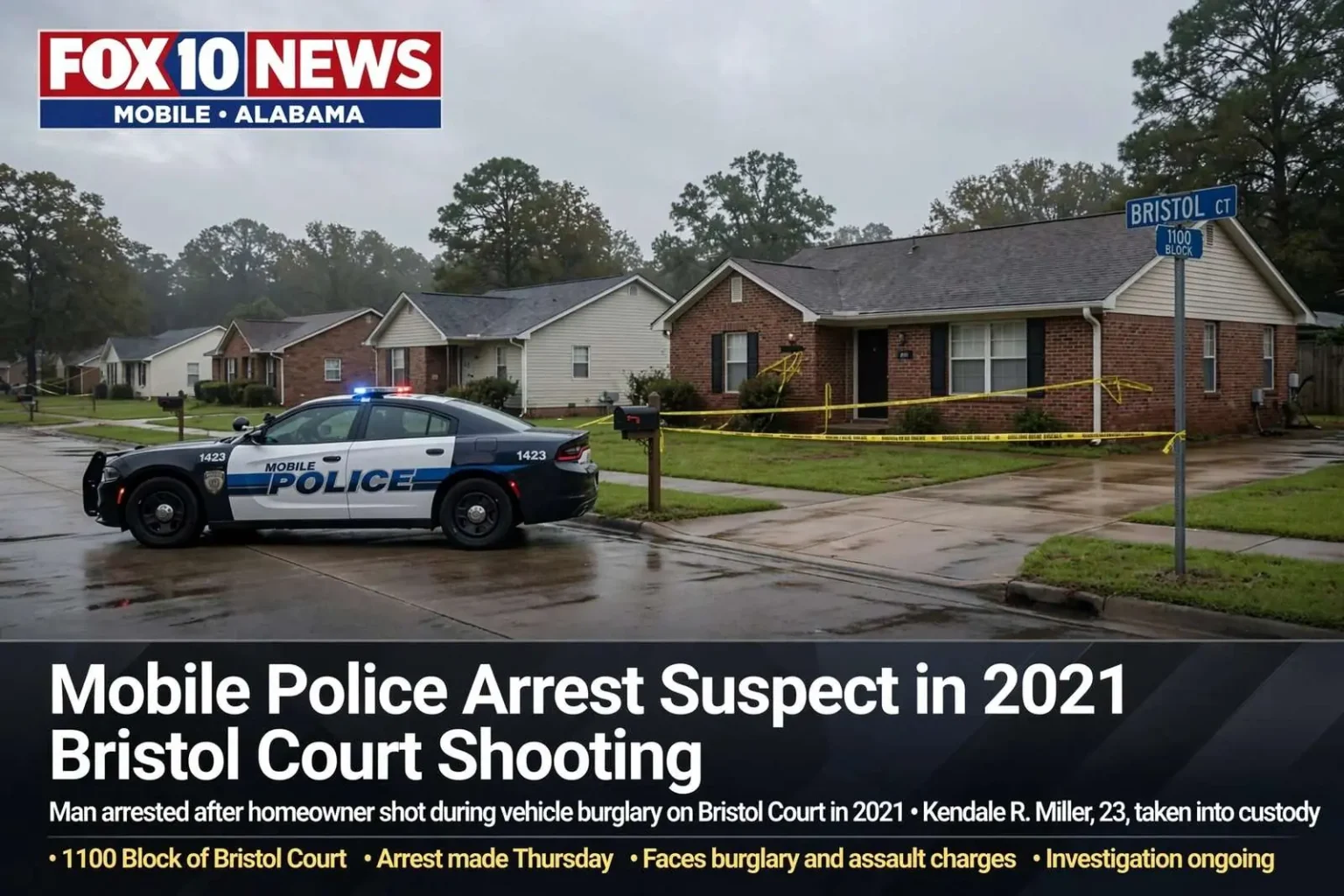 Illustration for the news story: Mobile Police Arrest Suspect in 2021 Bristol Court Shooting