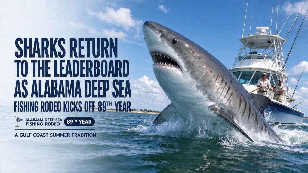 Illustration for the news story: Sharks Return to the Leaderboard as Alabama Deep Sea Fishing Rodeo Kicks Off 89th Year