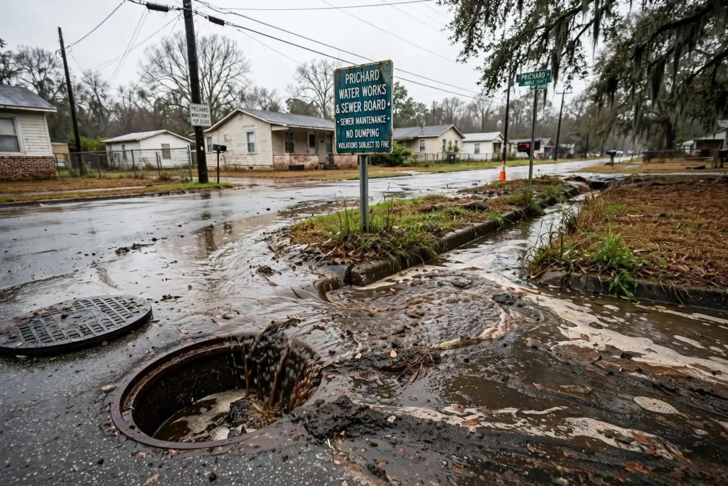 Illustration for the news story: State Regulators Move to Fine Prichard Water Board Nearly $235,000 Over Sewer Violations
