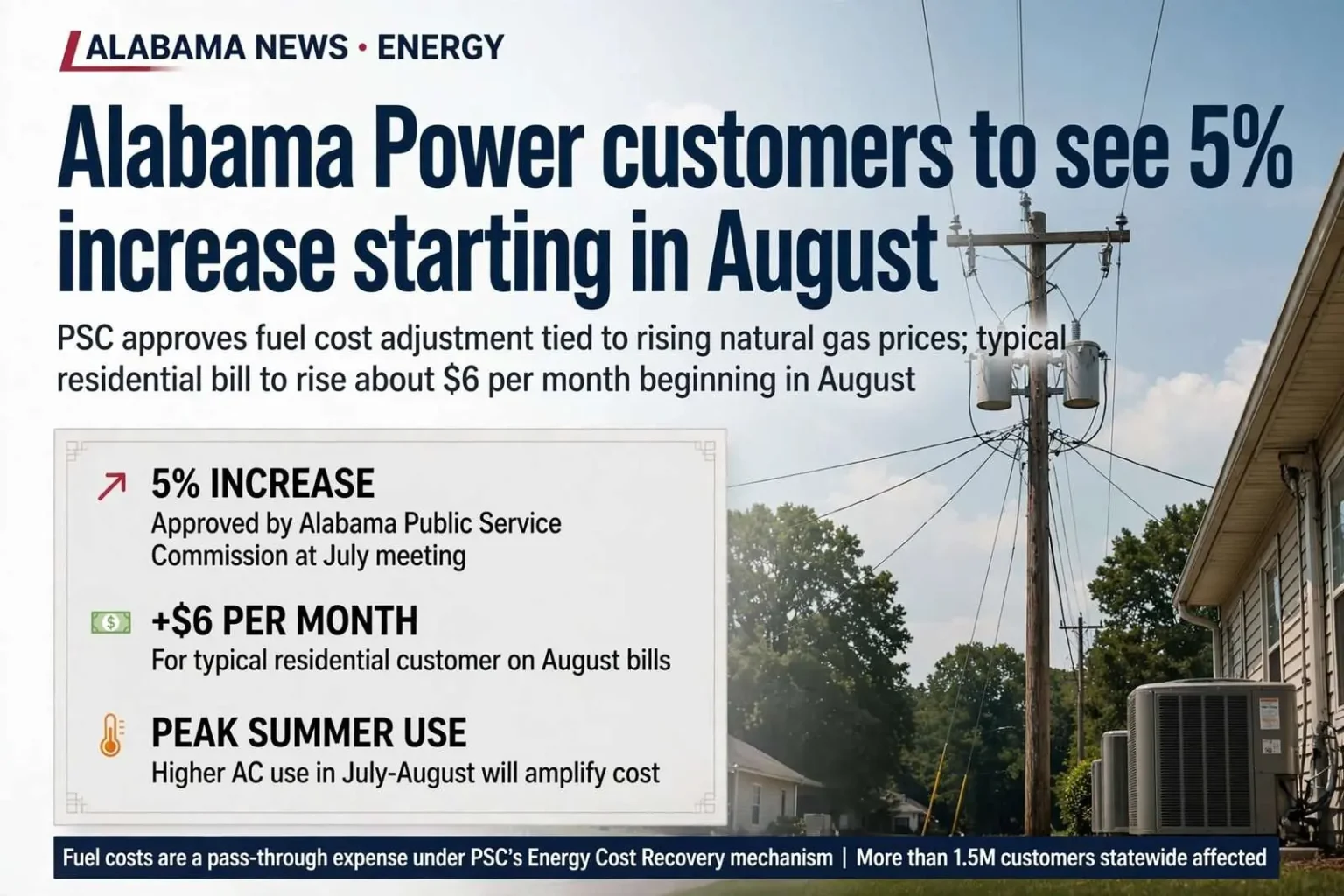 Illustration for the news story: Alabama Power customers to see 5% rate increase starting in August