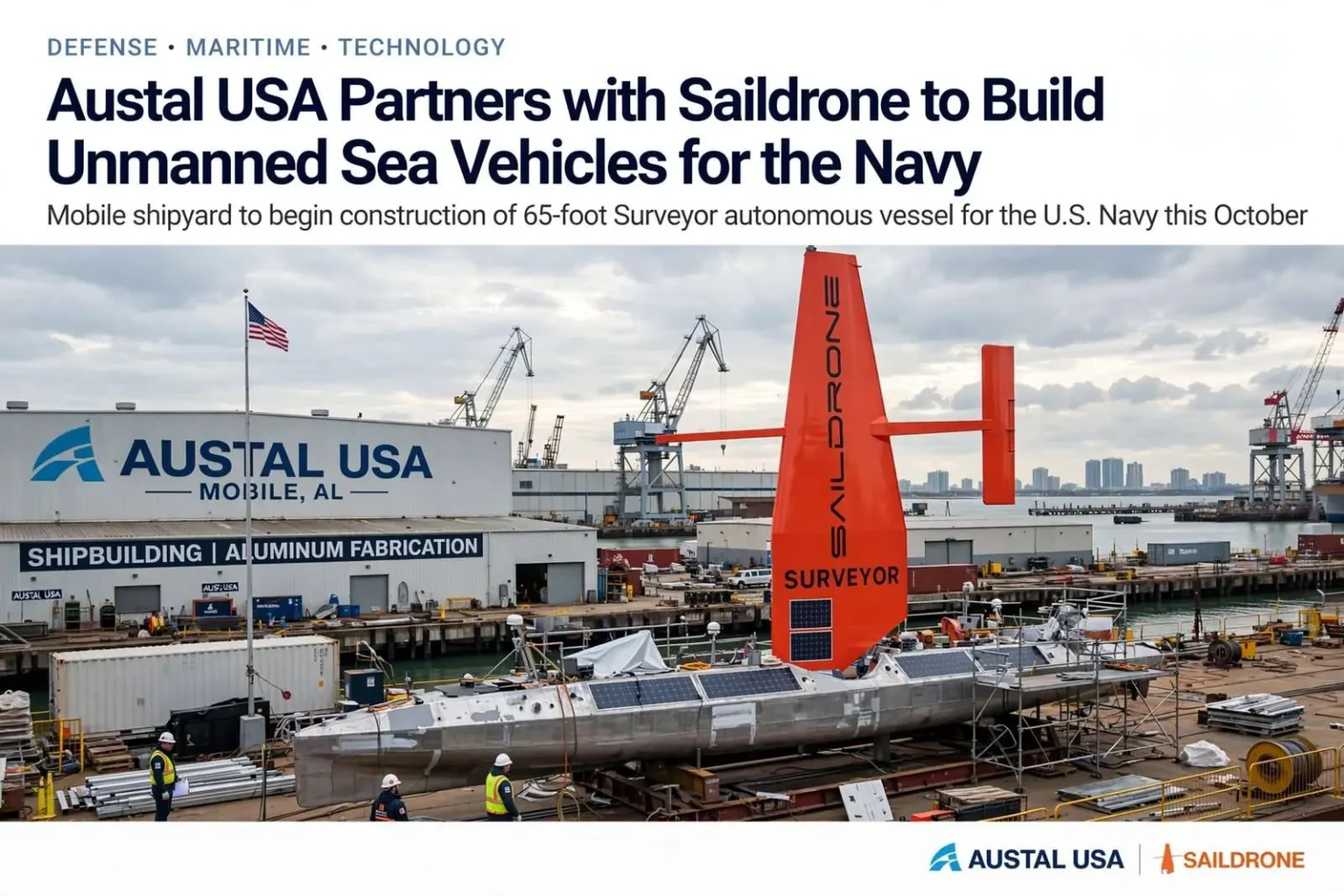Illustration for the news story: Austal USA Partners with Saildrone to Build Unmanned Sea Vehicles for the Navy