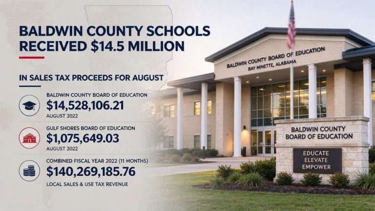 Illustration for the news story: Baldwin County Schools Received $14.5 Million in Sales Tax Proceeds for August, Group Reports