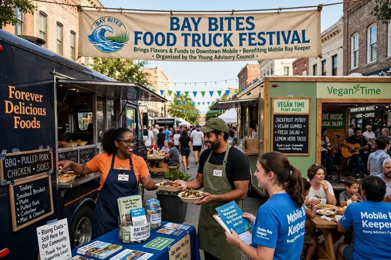 Illustration for the news story: Bay Bites Food Truck Festival Brings Flavors and Funds to Downtown Mobile