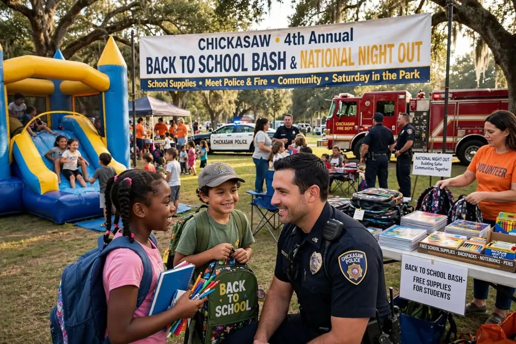 Illustration for the news story: Chickasaw Families Turn Out for 4th Annual Back to School Bash and National Night Out