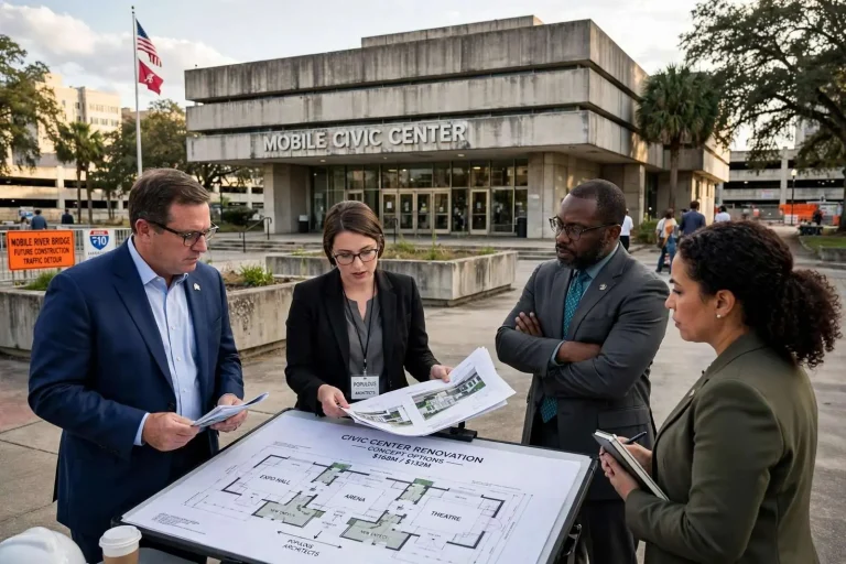 Illustration for the news story: Mobile Leaders Eye $168 Million Renovation Concepts for Aging Civic Center
