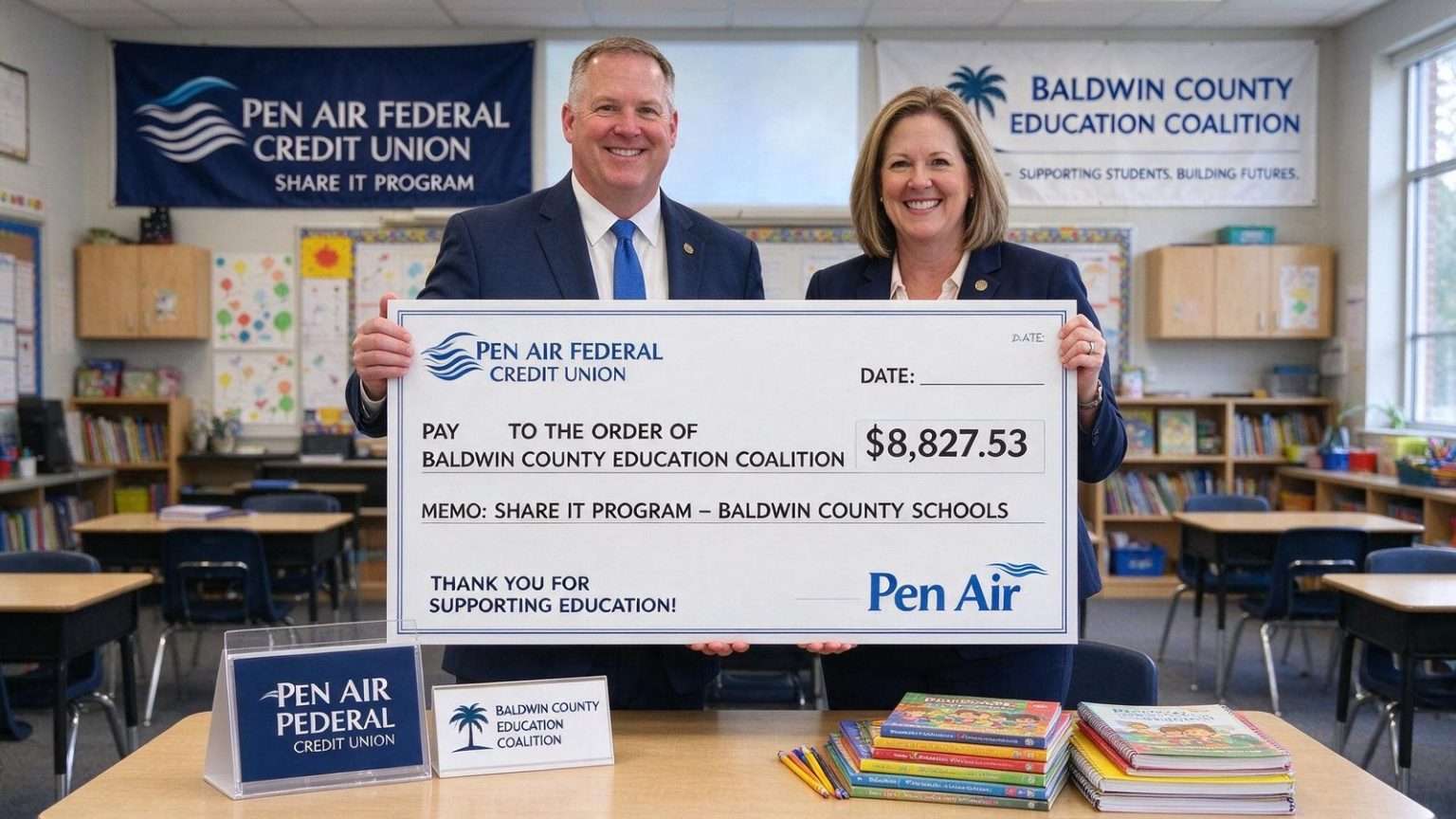 Illustration for the news story: Pen Air Card Program Delivers $8,800 to Baldwin County Classrooms