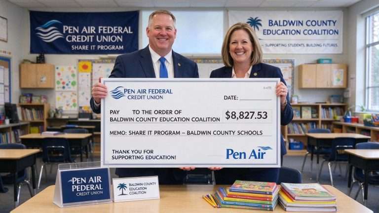 Illustration for the news story: Pen Air Card Program Delivers $8,800 to Baldwin County Classrooms