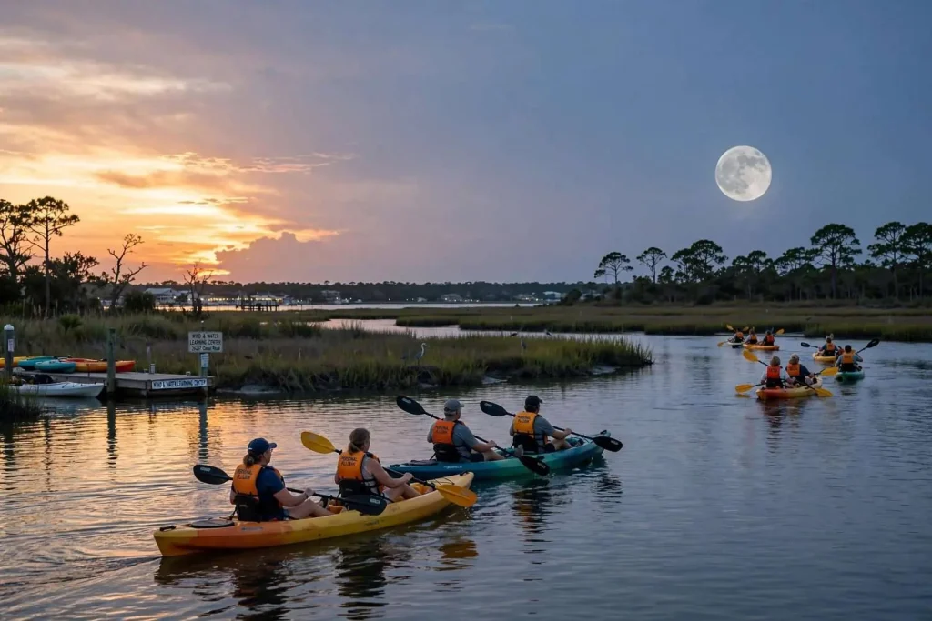 Illustration for the news story: Wolf Bay Full Moon Paddle Closes Summer Season With Fundraiser for Baldwin County Child Advocacy Center