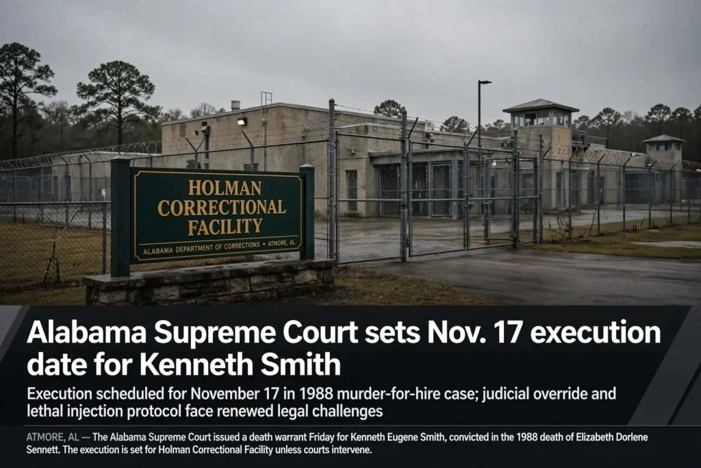 Illustration for the news story: Alabama Supreme Court sets Nov. 17 execution date for Kenneth Smith