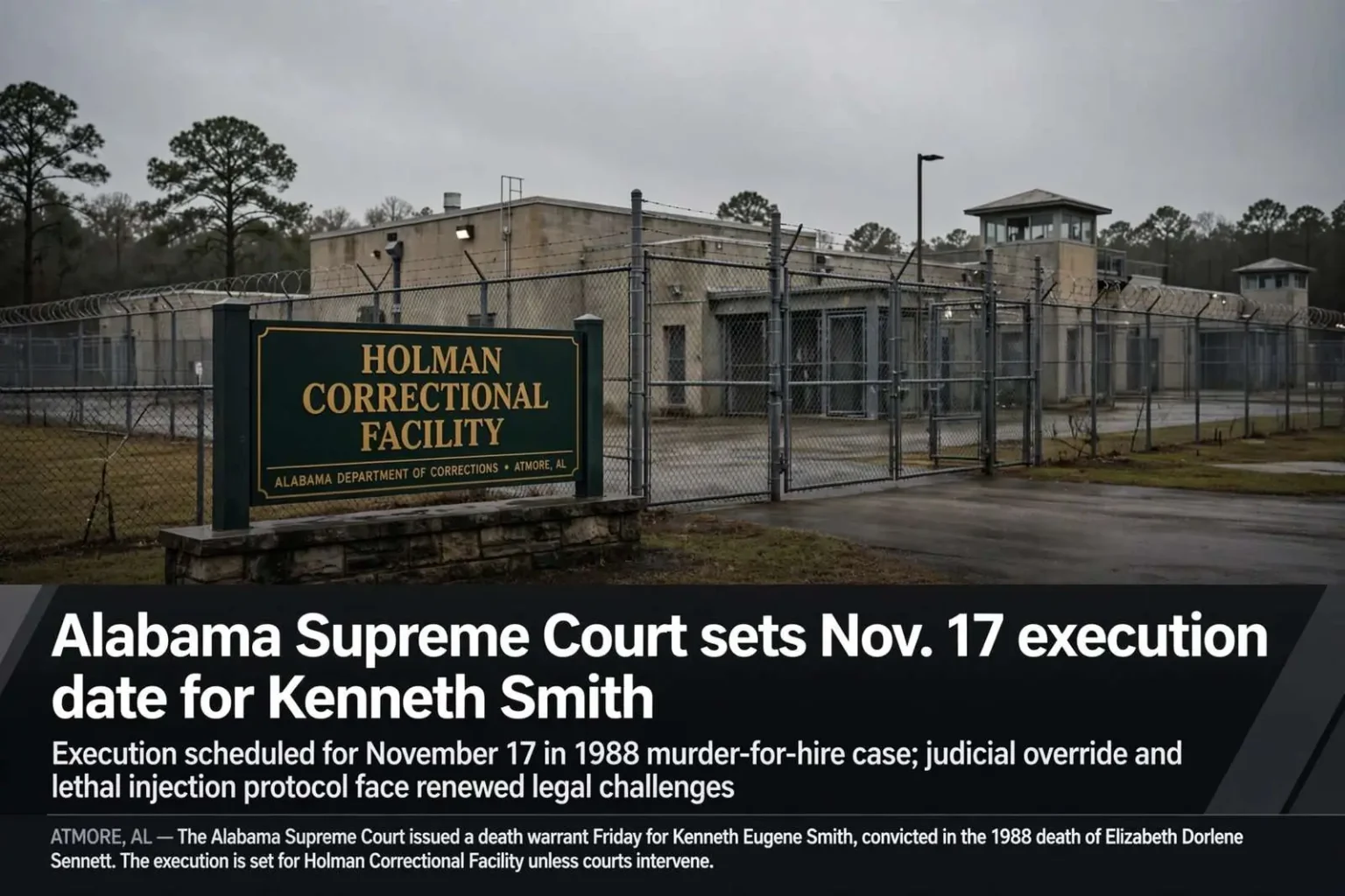 Illustration for the news story: Alabama Supreme Court sets Nov. 17 execution date for Kenneth Smith