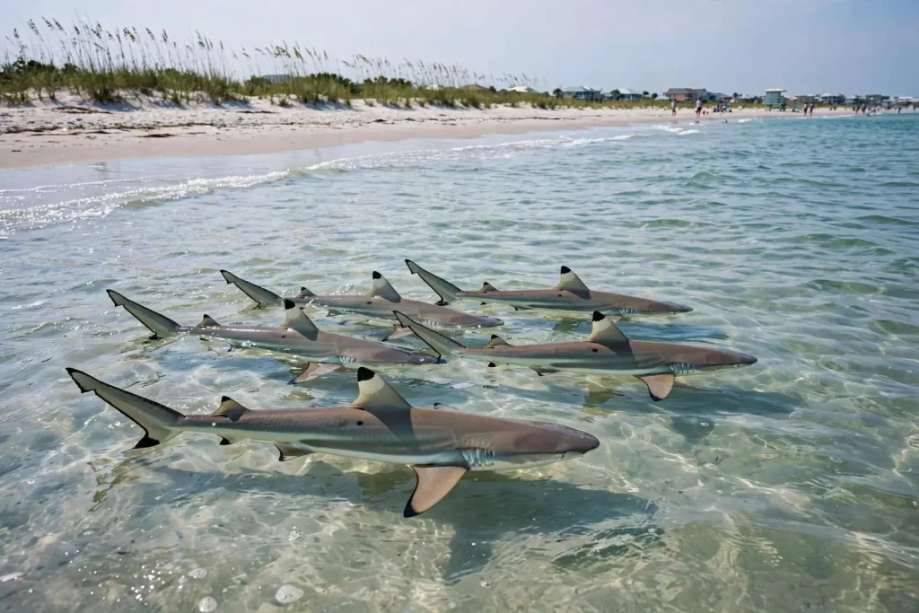 Illustration for the news story: Blacktip Sharks: Common Visitors to Gulf Coast Beaches