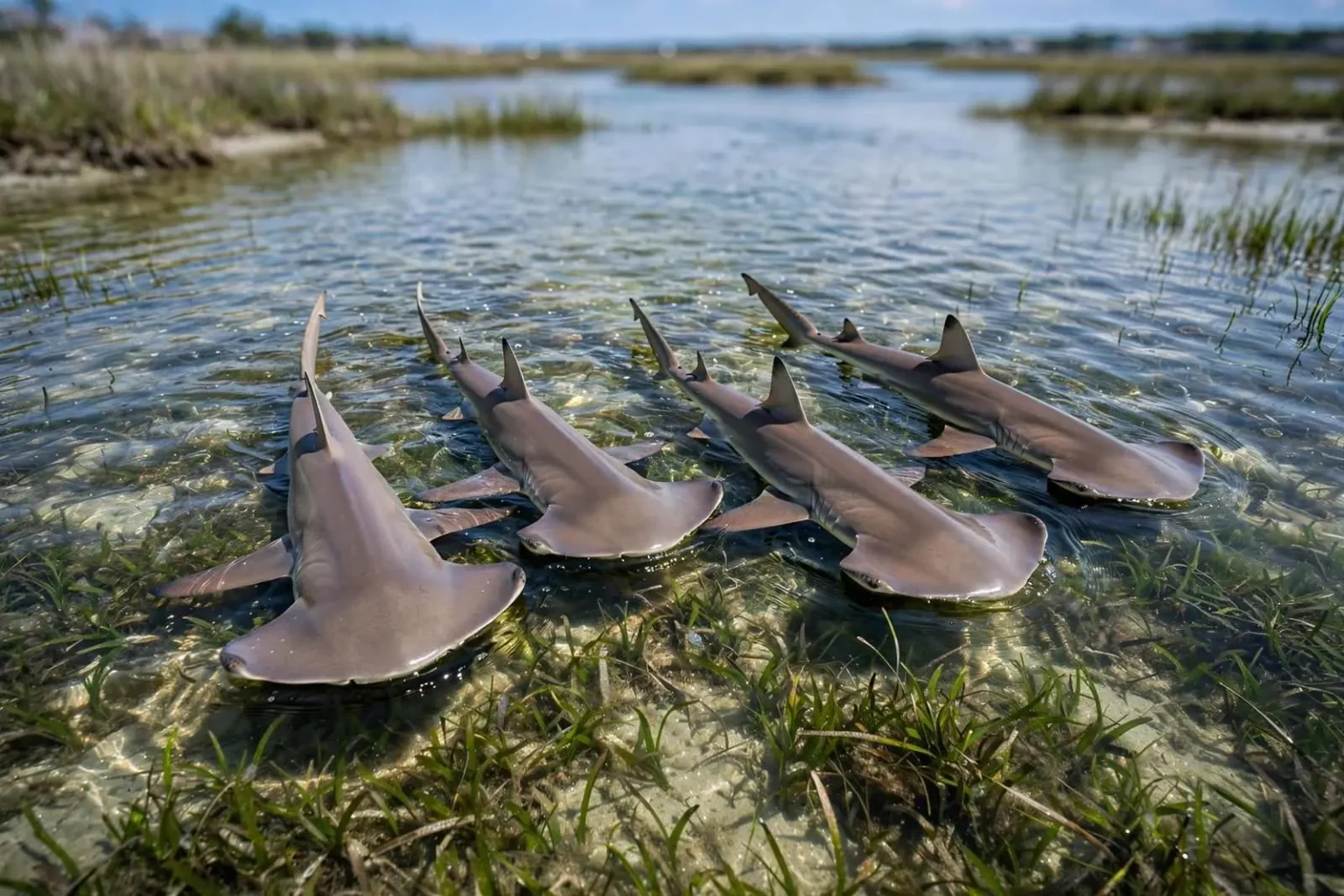 Illustration for the news story: Bonnethead Sharks: Social and Friendly Gulf Coast Residents