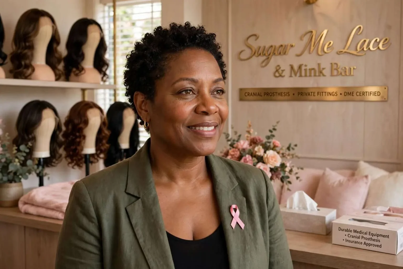 Illustration for the news story: Breast Cancer Survivor Brings Private, Personalized Medical Wigs to Mobile Women