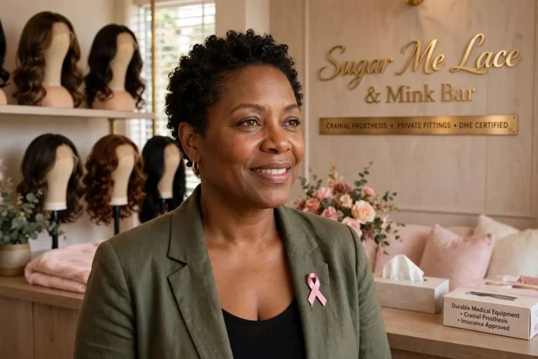 Illustration for the news story: Breast Cancer Survivor Brings Private, Personalized Medical Wigs to Mobile Women
