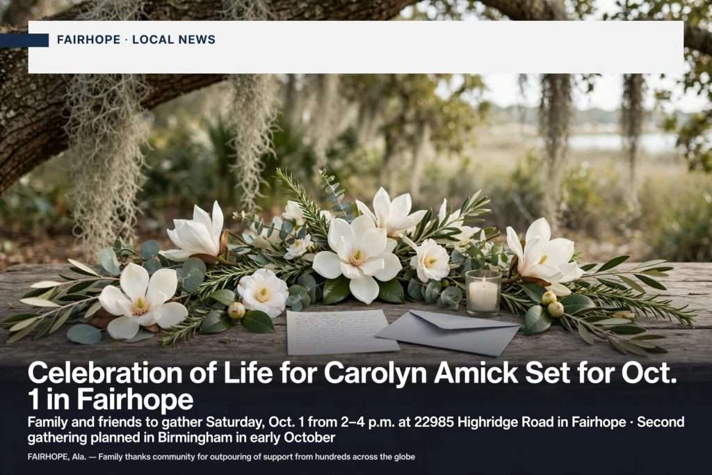 Illustration for the news story: Celebration of Life for Carolyn Amick Set for Oct. 1 in Fairhope