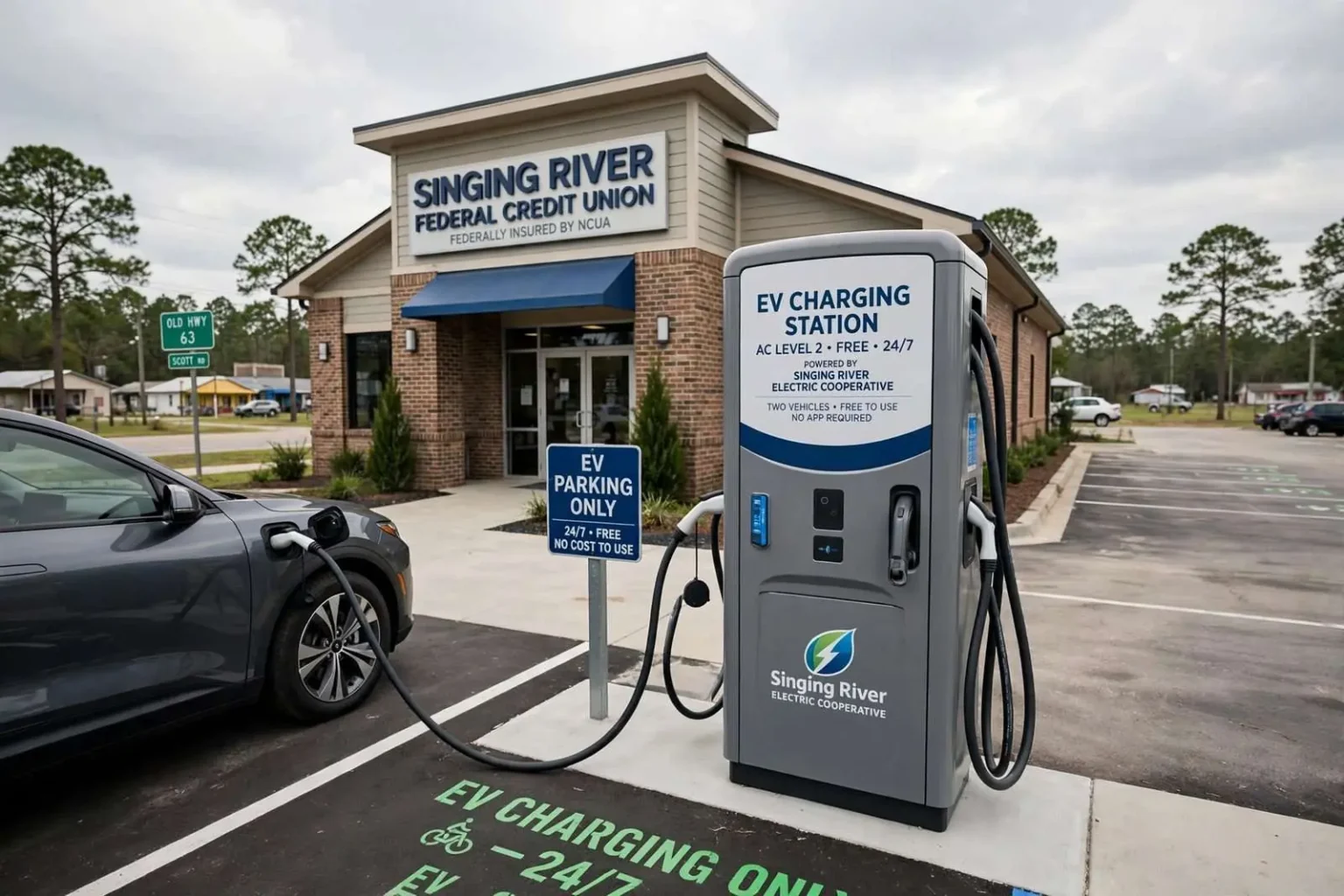 Illustration for the news story: Lucedale gets its first electric vehicle charging station