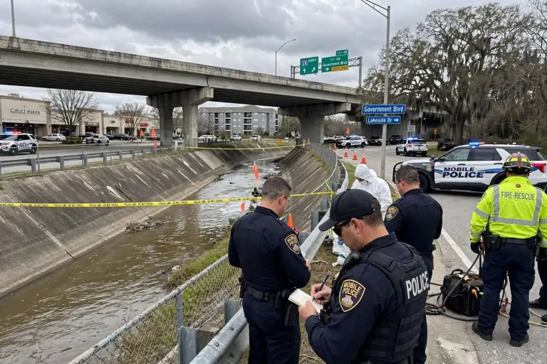 Illustration for the news story: Mobile Police Investigate Remains Found in Montlimar Canal Near Government Boulevard