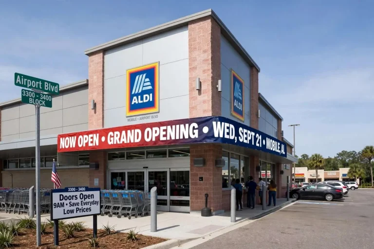 Illustration for the news story: New Aldi Grocery Store Set to Open on Airport Boulevard in Mobile