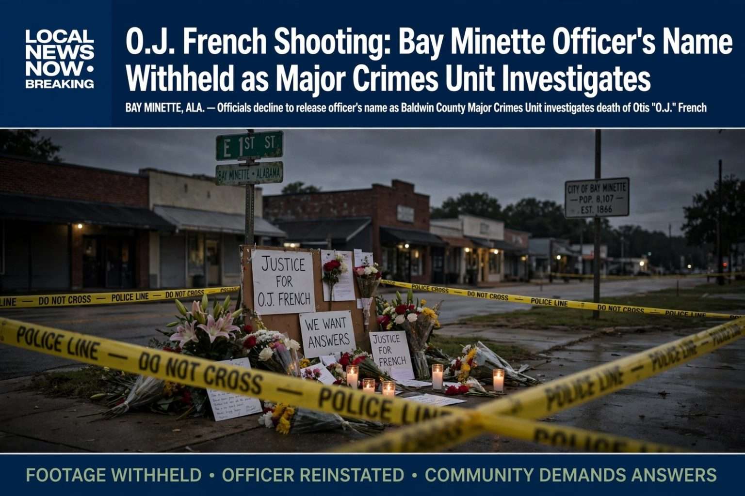Illustration for the news story: O.J. French Shooting: Bay Minette Officer’s Name Withheld as Major Crimes Unit Investigates