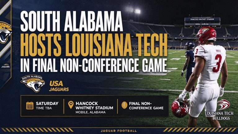 Illustration for the news story: South Alabama Hosts Louisiana Tech in Final Non-Conference Game After Narrow Loss at UCLA