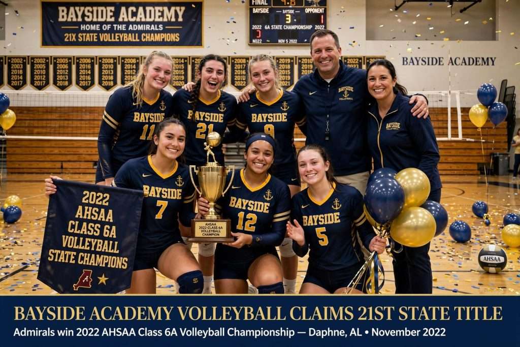 Illustration for the news story: Bayside Academy Volleyball Claims 21st State Title, Wins 2022 6A Championship