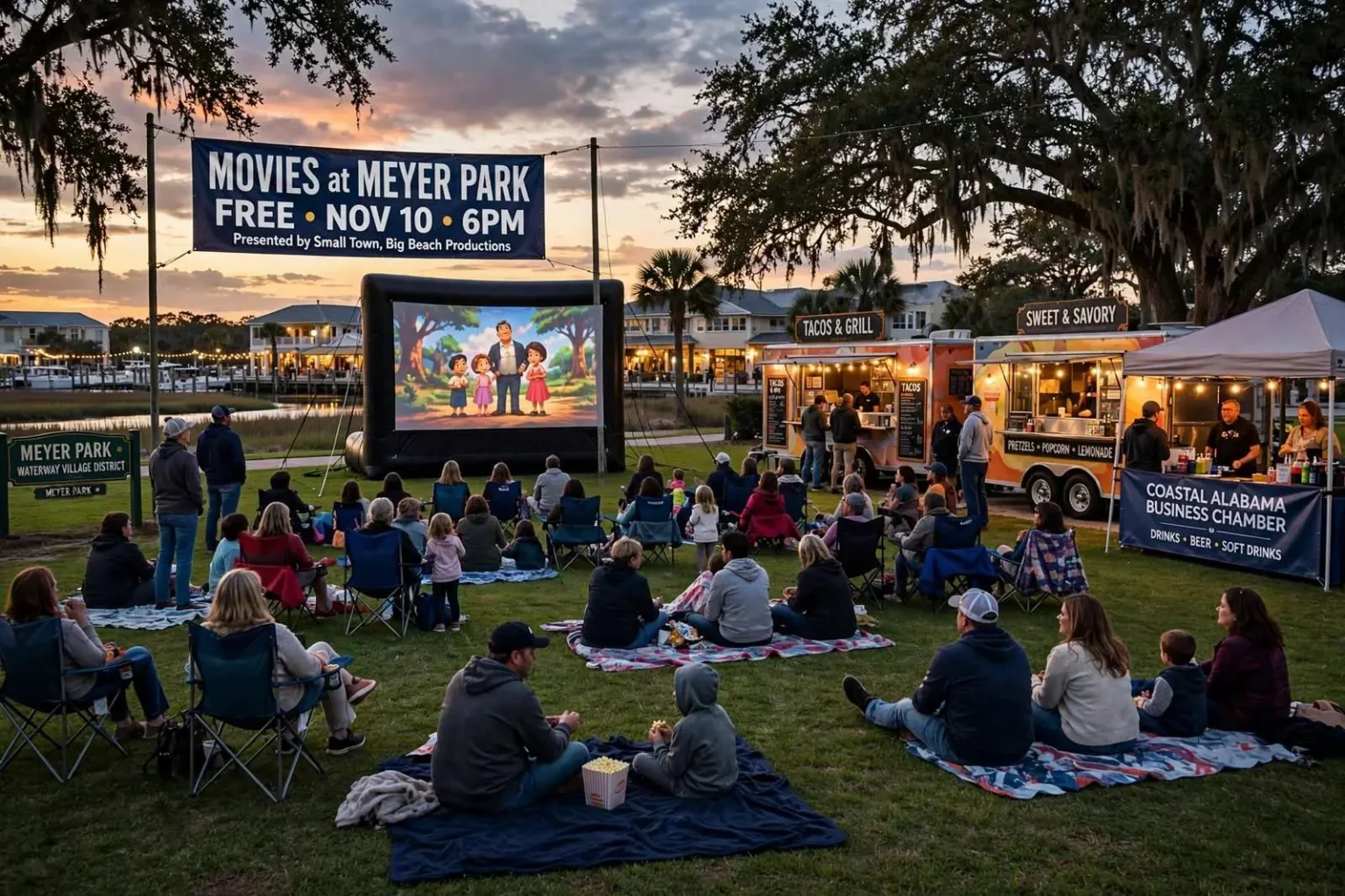 Illustration for the news story: Free Movies Return to Meyer Park in Gulf Shores November 10
