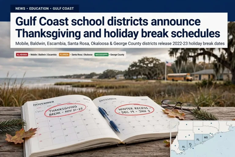 Illustration for the news story: Gulf Coast school districts announce Thanksgiving and holiday break schedules