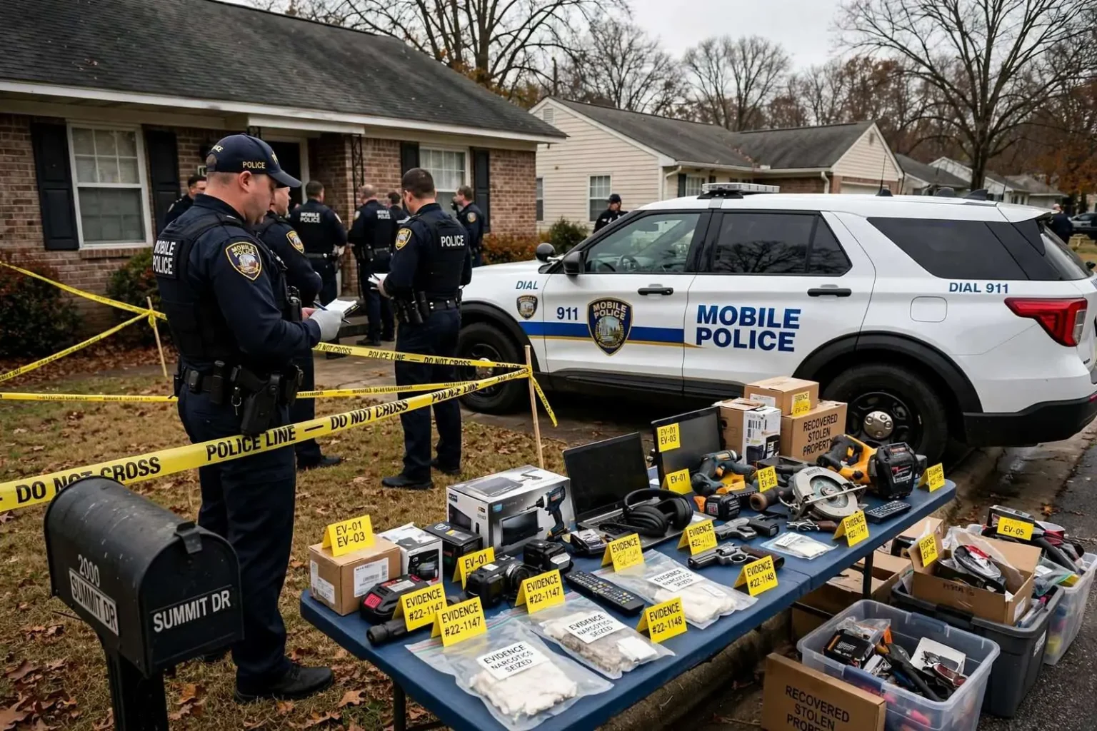 Illustration for the news story: Mobile Police Say Man Arrested After Storage Unit Burglary Probe Turns Up Stolen Goods, Drugs