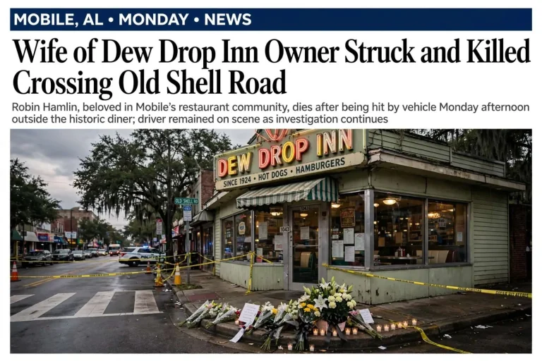 Illustration for the news story: Wife of Dew Drop Inn Owner Struck and Killed Crossing Old Shell Road