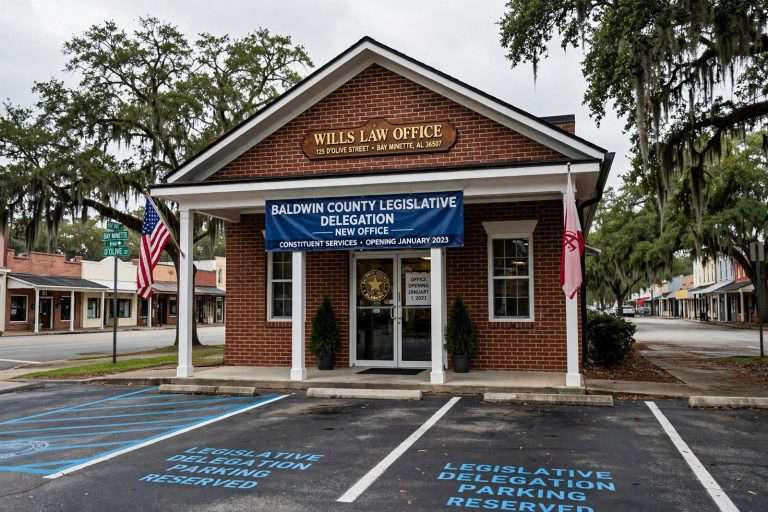 Illustration for the news story: Baldwin County Legislative Delegation to Lease Office in Bay Minette Mayor Bob Wills’ Building