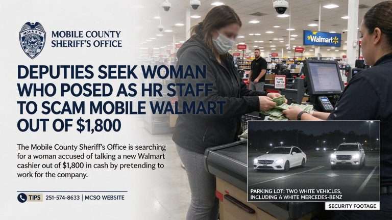 Illustration for the news story: Deputies Seek Woman Who Posed as HR Staff to Scam Mobile Walmart Out of $1,800