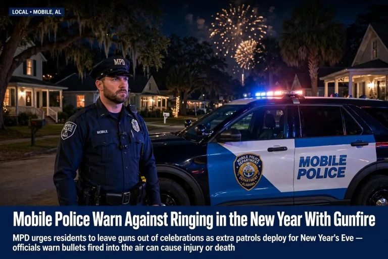 Illustration for the news story: Mobile Police Warn Against Ringing in the New Year With Gunfire